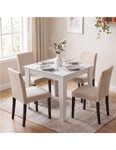 HOMCOM Dining Table for 4, 80L x 80W x 75Hcm, Modern Square Kitchen Table, White - pic 207865 | FastDaddyshop