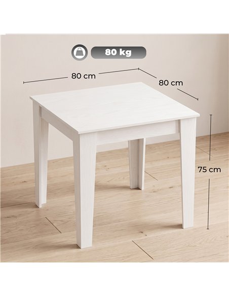 HOMCOM Dining Table for 4, 80L x 80W x 75Hcm, Modern Square Kitchen Table, White - pic 207866 | FastDaddyshop