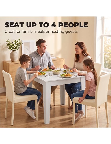 HOMCOM Dining Table for 4, 80L x 80W x 75Hcm, Modern Square Kitchen Table, White - pic 207867 | FastDaddyshop