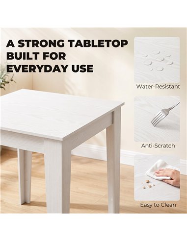 HOMCOM Dining Table for 4, 80L x 80W x 75Hcm, Modern Square Kitchen Table, White