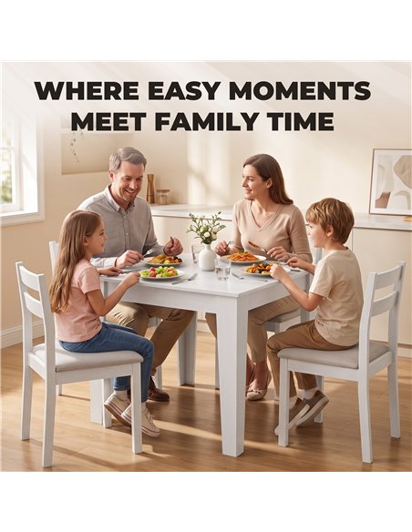 HOMCOM Dining Table for 4, 80L x 80W x 75Hcm, Modern Square Kitchen Table, White - pic 207870 | FastDaddyshop