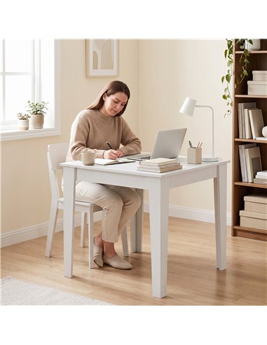 HOMCOM Dining Table for 4, 80L x 80W x 75Hcm, Modern Square Kitchen Table, White
