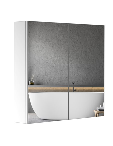 HOMCOM Stainless Steel Bathroom Mirror Cabinet with Double Doors, Silver - pic 20788 | FastDaddyshop