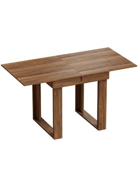 HOMCOM Folding Dining Table Under-Table Storage Extendable Kitchen Table Steel Rail Grey Wood Effect - pic 207882 | FastDaddyshop