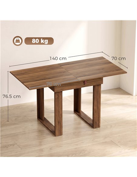 HOMCOM Folding Dining Table Under-Table Storage Extendable Kitchen Table Steel Rail Grey Wood Effect - pic 207884 | FastDaddyshop