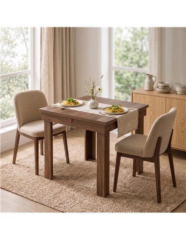 HOMCOM Folding Dining Table Under-Table Storage Extendable Kitchen Table Steel Rail Grey Wood Effect
