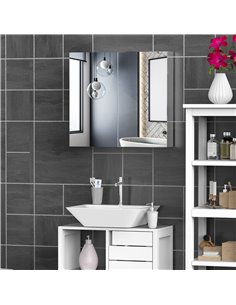 HOMCOM Stainless Steel Bathroom Mirror Cabinet with Double Doors, Silver 2