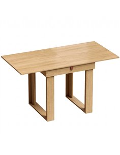 HOMCOM Folding Dining Table Under-Table Storage Extendable Kitchen Table Steel Rail Oak Effect