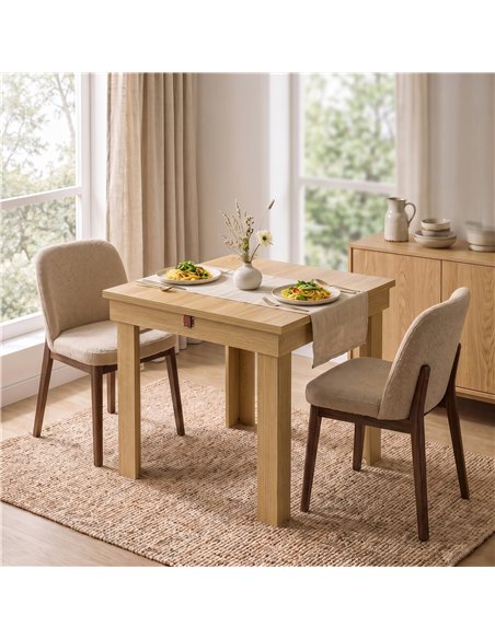 HOMCOM Folding Dining Table Under-Table Storage Extendable Kitchen Table Steel Rail Oak Effect - pic 207898 | FastDaddyshop