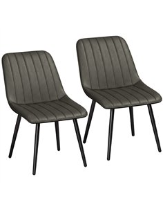 HOMCOM Faux Leather Upholstered Kitchen Chairs, Modern Dining Chairs Set of 2 with Metal Legs for Dining Room, Grey