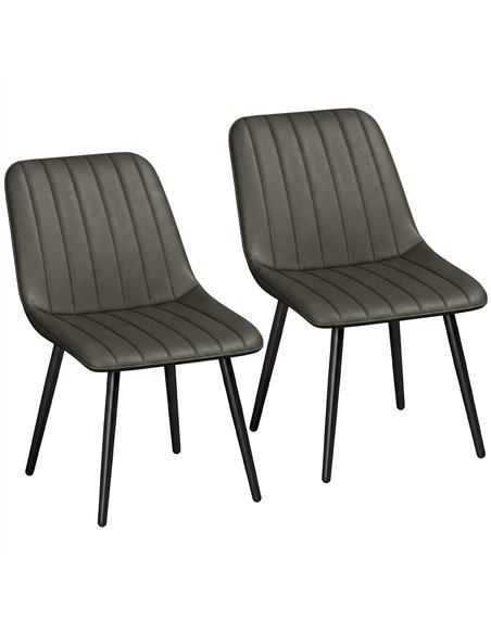 HOMCOM Faux Leather Upholstered Kitchen Chairs, Modern Dining Chairs Set of 2 with Metal Legs for Dining Room, Grey - pic 207909 | FastDaddyshop