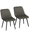 HOMCOM Faux Leather Upholstered Kitchen Chairs, Modern Dining Chairs Set of 2 with Metal Legs for Dining Room, Grey