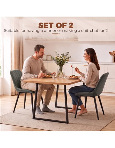 HOMCOM Faux Leather Upholstered Kitchen Chairs, Modern Dining Chairs Set of 2 with Metal Legs for Dining Room, Grey