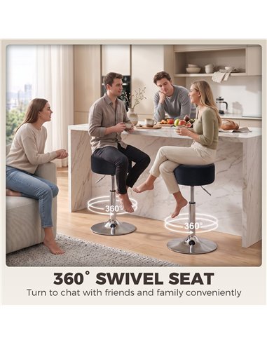 HOMCOM Bar Stool Adjustable Swivel Chair Velvet-Feel Seat 1 Piece, Black