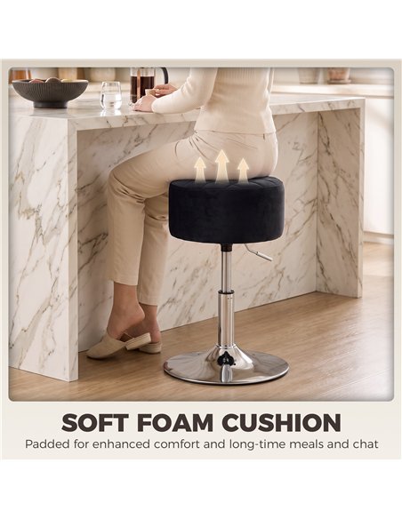 HOMCOM Bar Stool Adjustable Swivel Chair Velvet-Feel Seat 1 Piece, Black - pic 207924 | FastDaddyshop