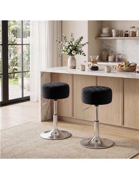 HOMCOM Bar Stool Adjustable Swivel Chair Velvet-Feel Seat 1 Piece, Black - pic 207925 | FastDaddyshop