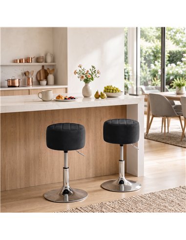 HOMCOM Bar Stool Adjustable Swivel Chair Velvet-Feel Seat 1 Piece, Black