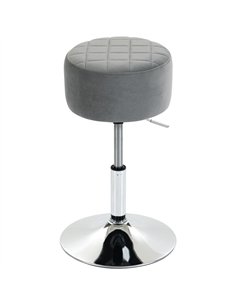 HOMCOM Bar Stool Adjustable Swivel Chair Velvet-Feel Seat 1 Piece, Grey