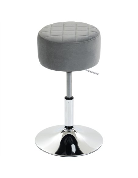 HOMCOM Bar Stool Adjustable Swivel Chair Velvet-Feel Seat 1 Piece, Grey - pic 207927 | FastDaddyshop