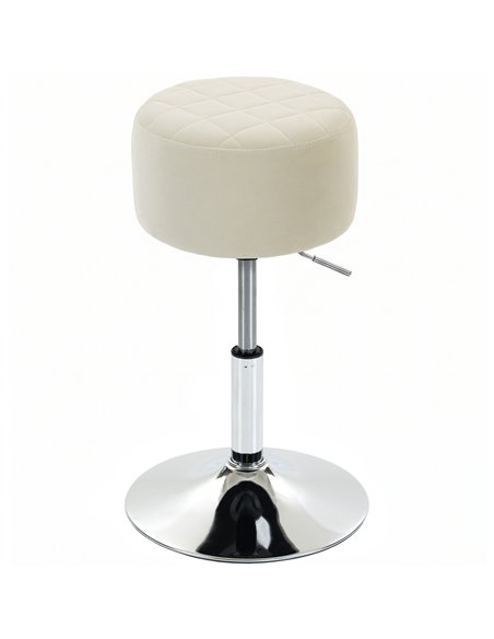 HOMCOM Bar Stool Adjustable Swivel Chair Velvet-Feel Seat 1 Piece, Beige - pic 207936 | FastDaddyshop