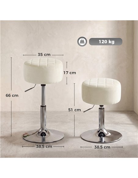 HOMCOM Bar Stool Adjustable Swivel Chair Velvet-Feel Seat 1 Piece, Beige - pic 207938 | FastDaddyshop