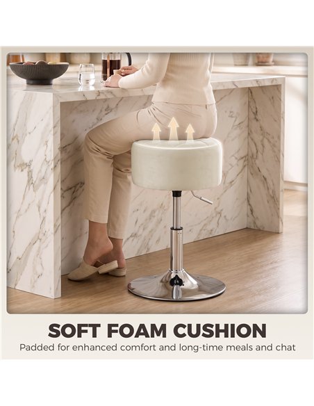 HOMCOM Bar Stool Adjustable Swivel Chair Velvet-Feel Seat 1 Piece, Beige - pic 207942 | FastDaddyshop
