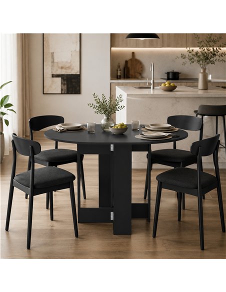 HOMCOM Folding Dining Table,  Drop-Leaf Table with Foldable Leaves for Small Spaces, Kitchen, Dining Room, Black - pic 207964 | FastDaddyshop