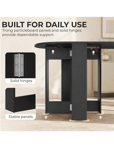 HOMCOM Folding Dining Table,  Drop-Leaf Table with Foldable Leaves for Small Spaces, Kitchen, Dining Room, Black - pic 207966 | FastDaddyshop