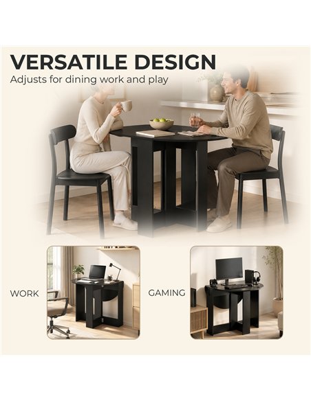 HOMCOM Folding Dining Table,  Drop-Leaf Table with Foldable Leaves for Small Spaces, Kitchen, Dining Room, Black - pic 207968 | FastDaddyshop