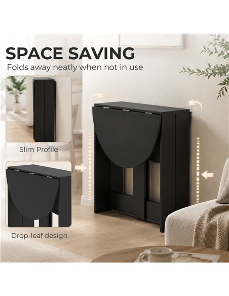 HOMCOM Folding Dining Table,  Drop-Leaf Table with Foldable Leaves for Small Spaces, Kitchen, Dining Room, Black - pic 207969 | FastDaddyshop