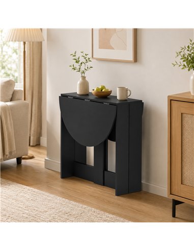 HOMCOM Folding Dining Table,  Drop-Leaf Table with Foldable Leaves for Small Spaces, Kitchen, Dining Room, Black
