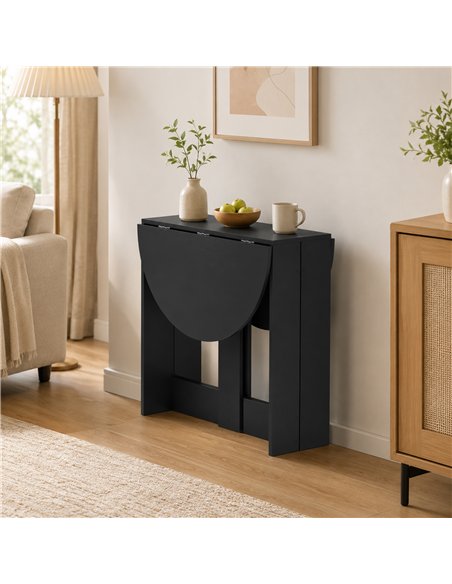 HOMCOM Folding Dining Table,  Drop-Leaf Table with Foldable Leaves for Small Spaces, Kitchen, Dining Room, Black - pic 207970 | FastDaddyshop