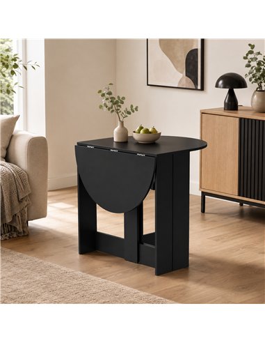 HOMCOM Folding Dining Table,  Drop-Leaf Table with Foldable Leaves for Small Spaces, Kitchen, Dining Room, Black