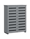 HOMCOM Narrow Shoe Cabinet for Entryway, 5-Tier Slim Shoe Storage Cabinet with 2 Slatted Doors and Adjustable Shelves Grey
