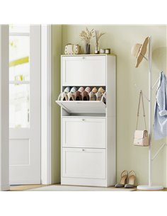 HOMCOM Modern Compact Four-Drawer Shoe Storage Cabinet - White 2