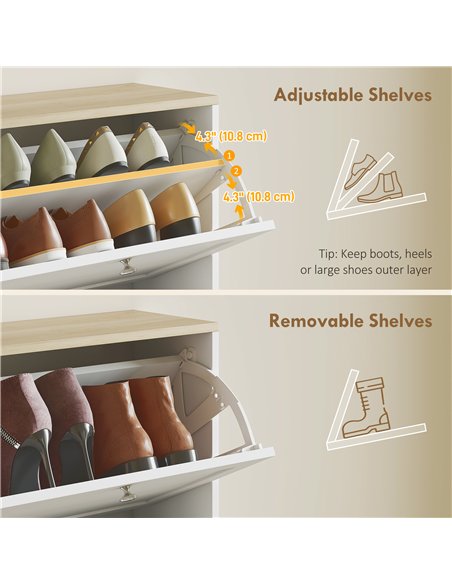 HOMCOM Modern Compact Four-Drawer Shoe Storage Cabinet - White - pic 207985 | FastDaddyshop