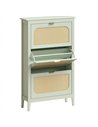 HOMCOM Narrow Shoe Cabinet, Boho Slim Shoe Storage Cabinet with 3 Flip Drawers, Holds 21 Pairs, Light Green