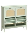 HOMCOM Narrow Shoe Cabinet, Boho Slim Shoe Storage Cabinet with 4 Flip Drawers, Holds 20 Pairs, Light Green