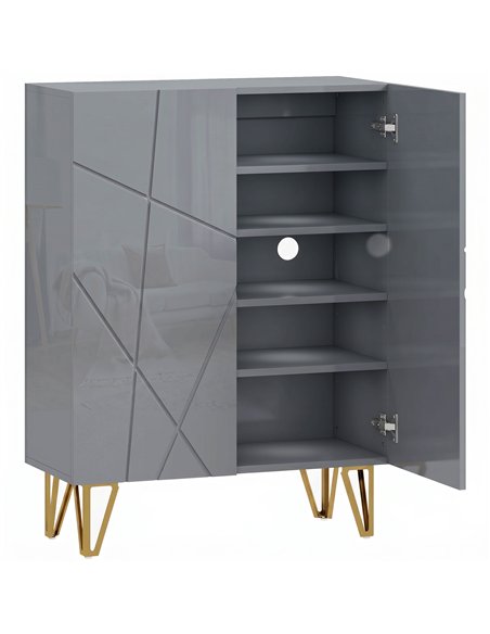 HOMCOM Narrow Shoe Storage Cabinet with Soft-Close Hinges and Adjustable Shelves for 15-20 Pairs of Shoes, Grey - pic 208035 | FastDaddyshop