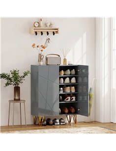 HOMCOM Narrow Shoe Storage Cabinet with Soft-Close Hinges and Adjustable Shelves for 15-20 Pairs of Shoes, Grey 2