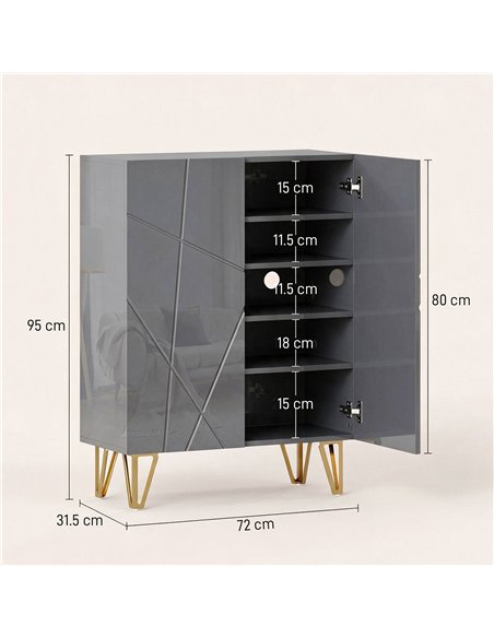 HOMCOM Narrow Shoe Storage Cabinet with Soft-Close Hinges and Adjustable Shelves for 15-20 Pairs of Shoes, Grey - pic 208037 | FastDaddyshop