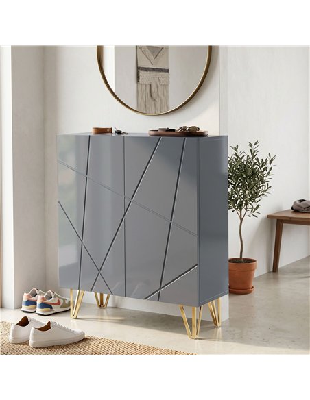 HOMCOM Narrow Shoe Storage Cabinet with Soft-Close Hinges and Adjustable Shelves for 15-20 Pairs of Shoes, Grey - pic 208042 | FastDaddyshop