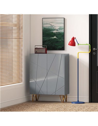 HOMCOM Narrow Shoe Storage Cabinet with Soft-Close Hinges and Adjustable Shelves for 15-20 Pairs of Shoes, Grey