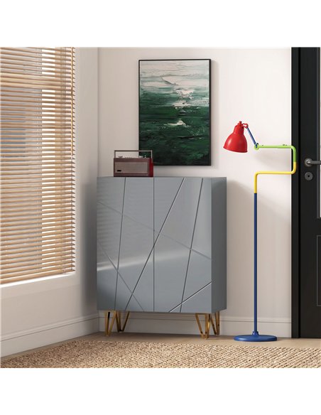 HOMCOM Narrow Shoe Storage Cabinet with Soft-Close Hinges and Adjustable Shelves for 15-20 Pairs of Shoes, Grey - pic 208043 | FastDaddyshop