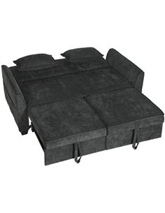 HOMCOM 2 Seater Sofa Bed, 4-in-1 L-Shaped Convertible Pull-Out Sleeper Sofa with Adjustable Backrest and Side Pockets, Black