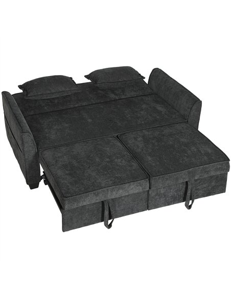 HOMCOM 2 Seater Sofa Bed, 4-in-1 L-Shaped Convertible Pull-Out Sleeper Sofa with Adjustable Backrest and Side Pockets, Black - pic 208053 | FastDaddyshop