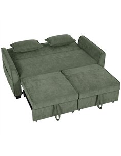 HOMCOM 2 Seater Sofa Bed, 4-in-1 L-Shaped Convertible Pull-Out Sleeper Sofa with Adjustable Backrest Side Pockets, Dark Green