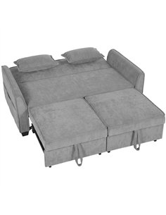 HOMCOM 2 Seater Sofa Bed, 4-in-1 L-Shaped Convertible Pull-Out Sleeper Sofa with Adjustable Backrest and Side Pockets, Grey