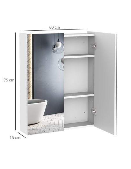 HOMCOM Bathroom Mirror Cabinet with Double Door, White - pic 20808 | FastDaddyshop