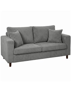 HOMCOM Loveseat Sofa with Wide Seat, Corduroy 2 Seater Couch with Deep Seat, Spring Cushion, Light Grey